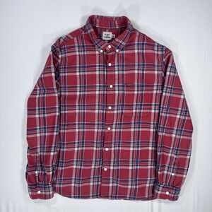 Flint and Tinder‎ Flannel Shirt Mens L Large Red Plaid Cotton Button Down Pocket